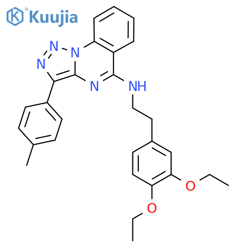N-2-(3,4-diethoxyphenyl)ethyl-3-(4-methylphenyl)-1,2,3triazolo1,5-aquinazolin-5-amine structure