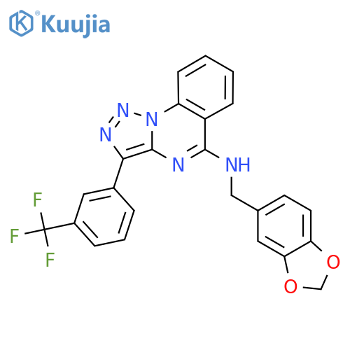 N-(2H-1,3-benzodioxol-5-yl)methyl-3-3-(trifluoromethyl)phenyl-1,2,3triazolo1,5-aquinazolin-5-amine structure