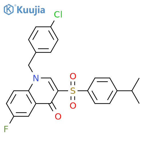 1-(4-chlorophenyl)methyl-6-fluoro-3-4-(propan-2-yl)benzenesulfonyl-1,4-dihydroquinolin-4-one structure