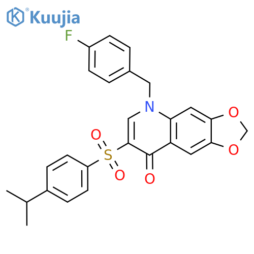 5-(4-fluorophenyl)methyl-7-4-(propan-2-yl)benzenesulfonyl-2H,5H,8H-1,3dioxolo4,5-gquinolin-8-one structure