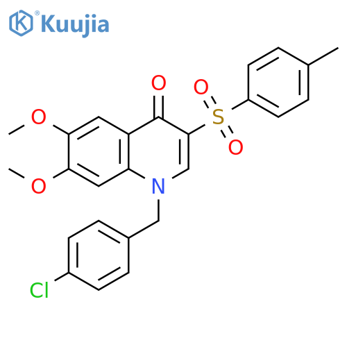 1-(4-chlorophenyl)methyl-6,7-dimethoxy-3-(4-methylbenzenesulfonyl)-1,4-dihydroquinolin-4-one structure