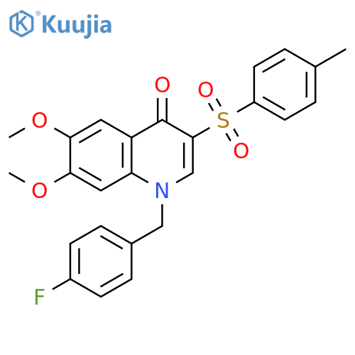 1-(4-fluorophenyl)methyl-6,7-dimethoxy-3-(4-methylbenzenesulfonyl)-1,4-dihydroquinolin-4-one structure