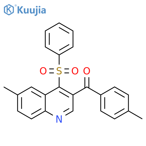 4-(benzenesulfonyl)-6-methyl-3-(4-methylbenzoyl)quinoline structure