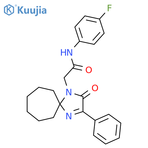 N-(4-fluorophenyl)-2-{2-oxo-3-phenyl-1,4-diazaspiro4.6undec-3-en-1-yl}acetamide structure