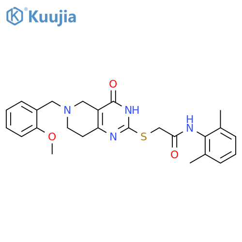 N-(2,6-dimethylphenyl)-2-({6-(2-methoxyphenyl)methyl-4-oxo-3H,4H,5H,6H,7H,8H-pyrido4,3-dpyrimidin-2-yl}sulfanyl)acetamide structure