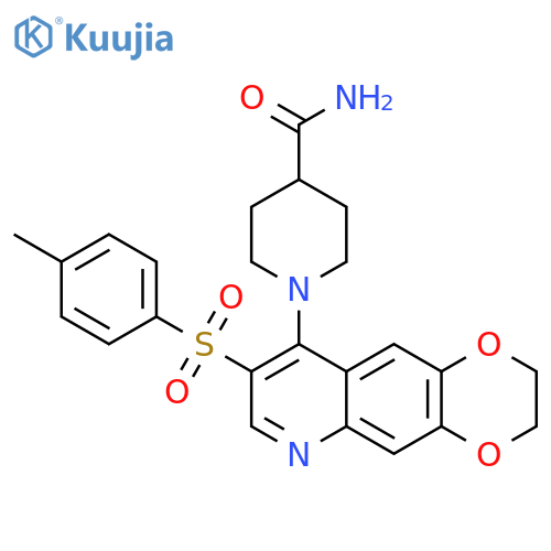 1-8-(4-methylbenzenesulfonyl)-2H,3H-1,4dioxino2,3-gquinolin-9-ylpiperidine-4-carboxamide structure