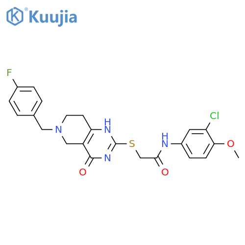 N-(3-chloro-4-methoxyphenyl)-2-({6-(4-fluorophenyl)methyl-4-oxo-3H,4H,5H,6H,7H,8H-pyrido4,3-dpyrimidin-2-yl}sulfanyl)acetamide structure