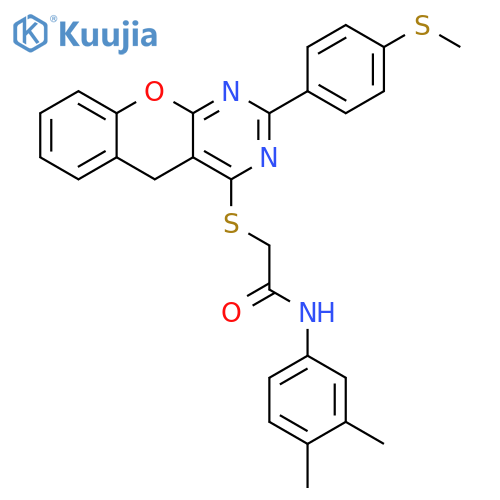 N-(3,4-dimethylphenyl)-2-({2-4-(methylsulfanyl)phenyl-5H-chromeno2,3-dpyrimidin-4-yl}sulfanyl)acetamide structure