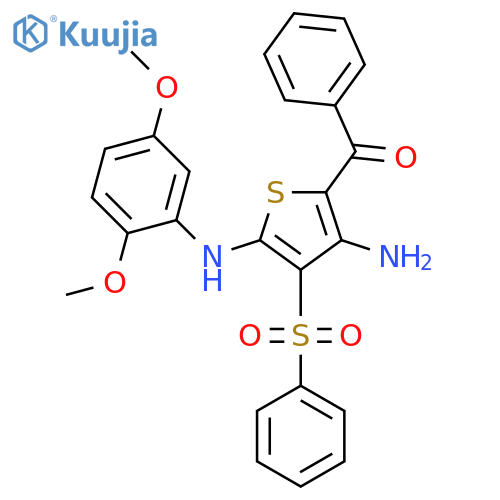 5-benzoyl-3-(benzenesulfonyl)-N2-(2,5-dimethoxyphenyl)thiophene-2,4-diamine structure