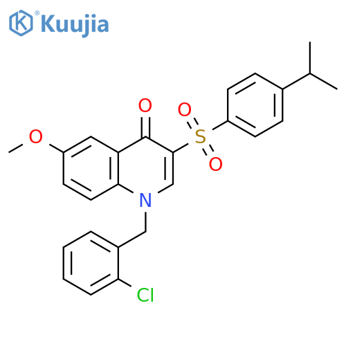 1-(2-chlorophenyl)methyl-6-methoxy-3-4-(propan-2-yl)benzenesulfonyl-1,4-dihydroquinolin-4-one structure