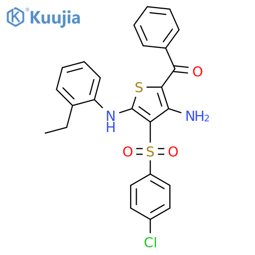 5-benzoyl-3-(4-chlorobenzenesulfonyl)-N2-(2-ethylphenyl)thiophene-2,4-diamine structure