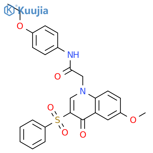 2-3-(benzenesulfonyl)-6-methoxy-4-oxo-1,4-dihydroquinolin-1-yl-N-(4-ethoxyphenyl)acetamide structure