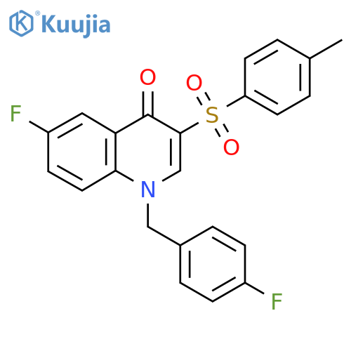 6-fluoro-1-(4-fluorophenyl)methyl-3-(4-methylbenzenesulfonyl)-1,4-dihydroquinolin-4-one structure