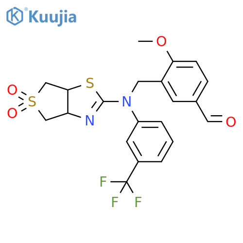 3-({5,5-dioxo-3aH,4H,6H,6aH-5lambda6-thieno3,4-d1,3thiazol-2-yl}3-(trifluoromethyl)phenylamino)methyl-4-methoxybenzaldehyde structure