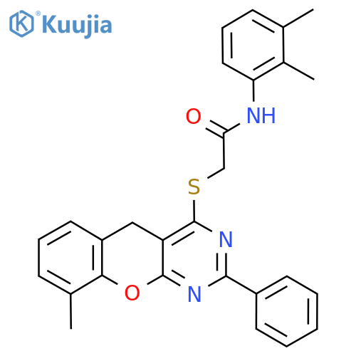 N-(2,3-dimethylphenyl)-2-({9-methyl-2-phenyl-5H-chromeno2,3-dpyrimidin-4-yl}sulfanyl)acetamide structure