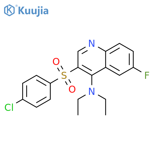 3-(4-chlorobenzenesulfonyl)-N,N-diethyl-6-fluoroquinolin-4-amine structure