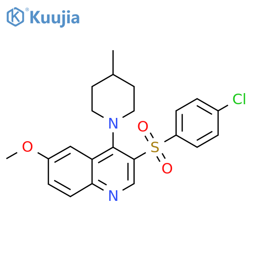 3-(4-chlorobenzenesulfonyl)-6-methoxy-4-(4-methylpiperidin-1-yl)quinoline structure