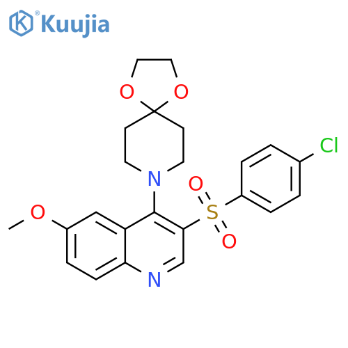 8-3-(4-chlorobenzenesulfonyl)-6-methoxyquinolin-4-yl-1,4-dioxa-8-azaspiro4.5decane structure