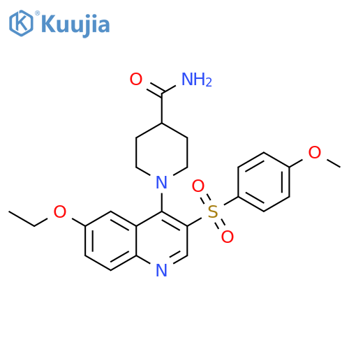 1-6-ethoxy-3-(4-methoxybenzenesulfonyl)quinolin-4-ylpiperidine-4-carboxamide structure