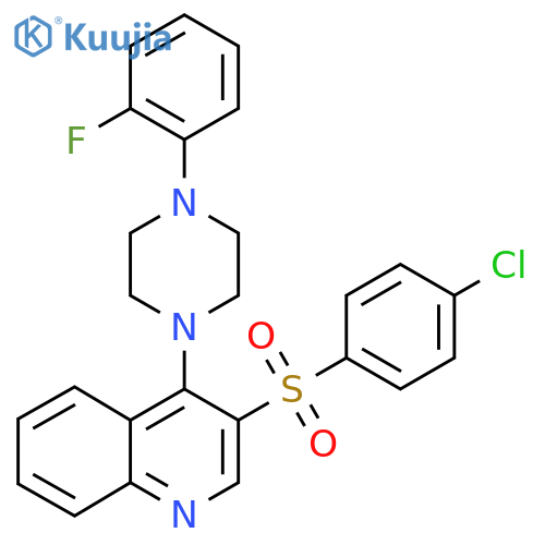 3-(4-chlorobenzenesulfonyl)-4-4-(2-fluorophenyl)piperazin-1-ylquinoline structure