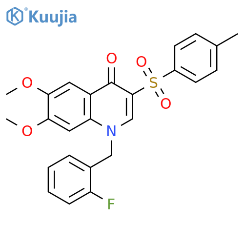 1-(2-fluorophenyl)methyl-6,7-dimethoxy-3-(4-methylbenzenesulfonyl)-1,4-dihydroquinolin-4-one structure