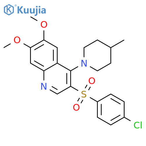 3-(4-chlorobenzenesulfonyl)-6,7-dimethoxy-4-(4-methylpiperidin-1-yl)quinoline structure