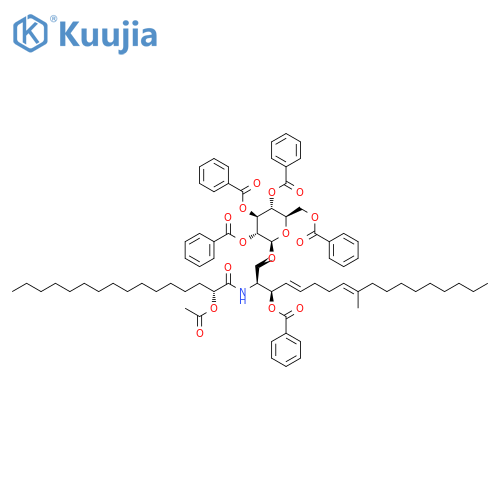 (2R)-2-(Acetyloxy)-N-[(1S,2R,3E,7E)-2-(benzoyloxy)-8-methyl-1-[[(2,3,4,6-tetra-O-benzoyl-β-D-glucopyranosyl)oxy]methyl]-3,7-heptadecadien-1-yl]hexadecanamide structure