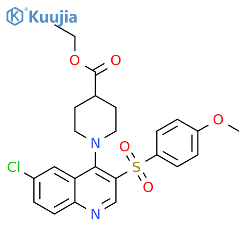 ethyl 1-6-chloro-3-(4-methoxybenzenesulfonyl)quinolin-4-ylpiperidine-4-carboxylate structure