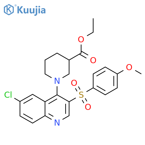 ethyl 1-6-chloro-3-(4-methoxybenzenesulfonyl)quinolin-4-ylpiperidine-3-carboxylate structure