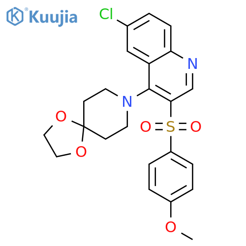 8-6-chloro-3-(4-methoxybenzenesulfonyl)quinolin-4-yl-1,4-dioxa-8-azaspiro4.5decane structure