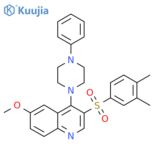 3-(3,4-dimethylbenzenesulfonyl)-6-methoxy-4-(4-phenylpiperazin-1-yl)quinoline structure