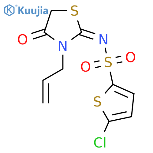 5-chloro-N-(2E)-4-oxo-3-(prop-2-en-1-yl)-1,3-thiazolidin-2-ylidenethiophene-2-sulfonamide structure