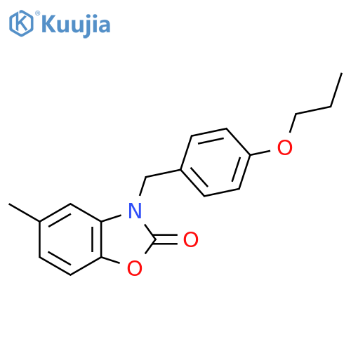 5-methyl-3-(4-propoxyphenyl)methyl-2,3-dihydro-1,3-benzoxazol-2-one structure