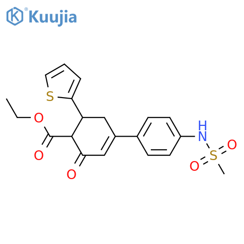 ethyl 4-(4-methanesulfonamidophenyl)-2-oxo-6-(thiophen-2-yl)cyclohex-3-ene-1-carboxylate structure