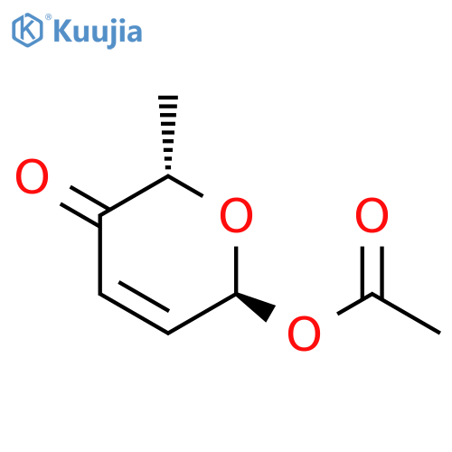 2H-Pyran-3(6H)-one, 6-(acetyloxy)-2-methyl-, trans- structure