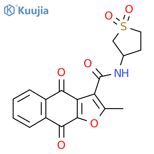 N-(1,1-dioxo-1lambda6-thiolan-3-yl)-2-methyl-4,9-dioxo-4H,9H-naphtho2,3-bfuran-3-carboxamide structure
