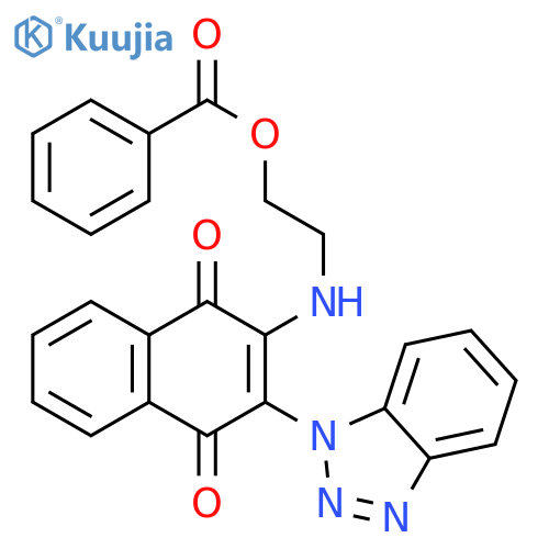 2-{3-(1H-1,2,3-benzotriazol-1-yl)-1,4-dioxo-1,4-dihydronaphthalen-2-ylamino}ethyl benzoate structure