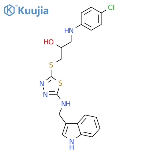 1-[(4-chlorophenyl)amino]-3-({5-[(1H-indol-3-ylmethyl)amino]-1,3,4-thiadiazol-2-yl}sulfanyl)propan-2-ol structure