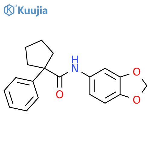 N-(1,3-benzodioxol-5-yl)-1-phenylcyclopentane-1-carboxamide structure
