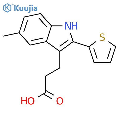 3-5-methyl-2-(thiophen-2-yl)-1H-indol-3-ylpropanoic acid structure