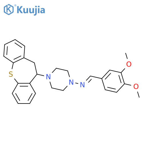 4-(10,11-dihydrodibenzo[b,f]thiepin-10-yl)-N-[(E)-(3,4-dimethoxyphenyl)methylidene]piperazin-1-amine structure