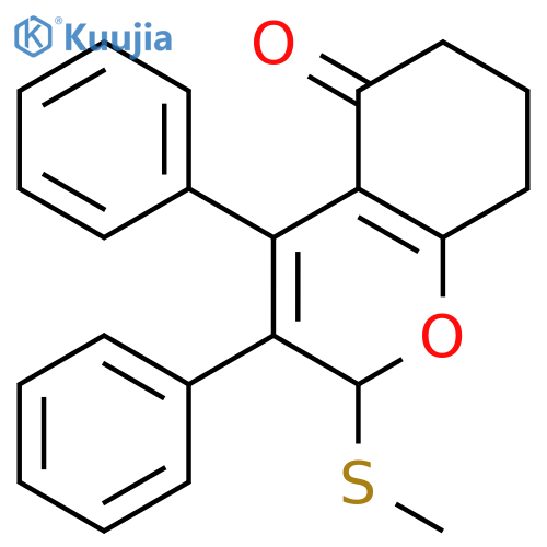 5H-1-BENZOPYRAN-5-ONE, 2,6,7,8-TETRAHYDRO-2-(METHYLTHIO)-3,4-DIPHENYL- structure