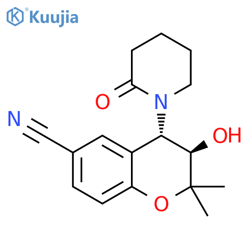 2H-1-Benzopyran-6-carbonitrile, 3,4-dihydro-3-hydroxy-2,2-dimethyl-4-(2-oxo-1-piperidinyl)-, trans- (9CI) structure