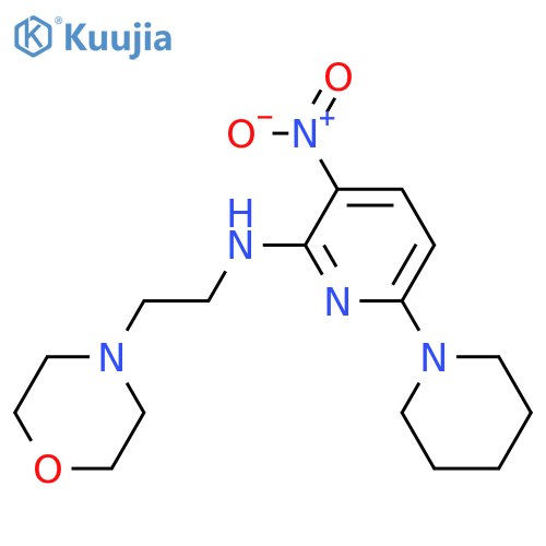 4-MORPHOLINEETHANAMINE, N-[3-NITRO-6-(1-PIPERIDINYL)-2-PYRIDINYL]- structure