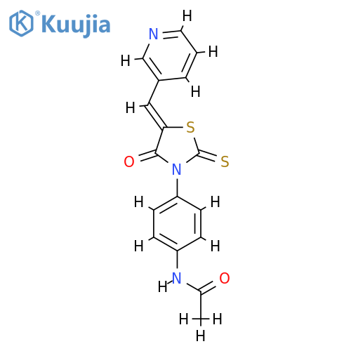 N-{4-(5Z)-4-oxo-5-(pyridin-3-yl)methylidene-2-sulfanylidene-1,3-thiazolidin-3-ylphenyl}acetamide structure
