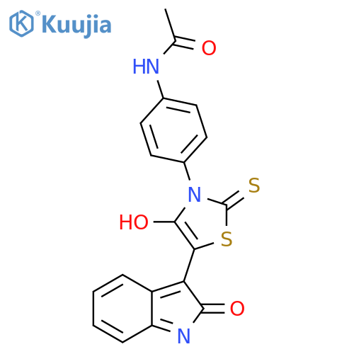 N-(4-{4-oxo-5-(3Z)-2-oxo-2,3-dihydro-1H-indol-3-ylidene-2-sulfanylidene-1,3-thiazolidin-3-yl}phenyl)acetamide structure