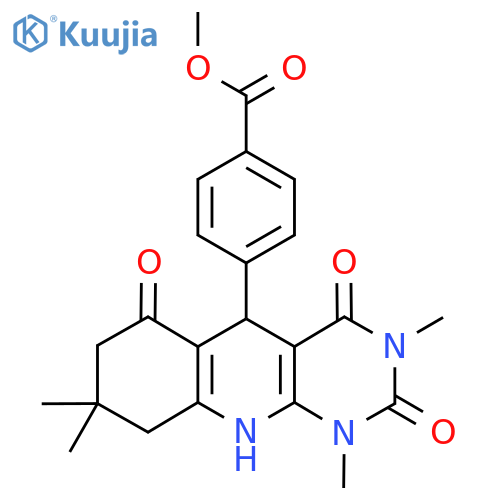 methyl 4-{1,3,8,8-tetramethyl-2,4,6-trioxo-1H,2H,3H,4H,5H,6H,7H,8H,9H,10H-pyrimido4,5-bquinolin-5-yl}benzoate structure