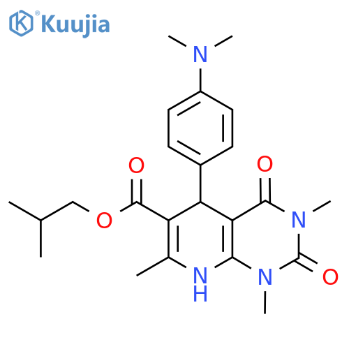 2-methylpropyl 5-4-(dimethylamino)phenyl-1,3,7-trimethyl-2,4-dioxo-1H,2H,3H,4H,5H,8H-pyrido2,3-dpyrimidine-6-carboxylate structure