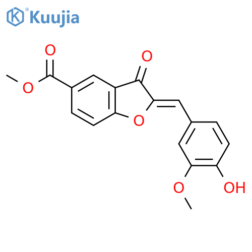 methyl (2Z)-2-(4-hydroxy-3-methoxyphenyl)methylidene-3-oxo-2,3-dihydro-1-benzofuran-5-carboxylate structure