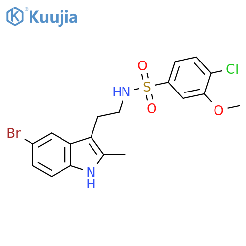 N-2-(5-bromo-2-methyl-1H-indol-3-yl)ethyl-4-chloro-3-methoxybenzene-1-sulfonamide structure